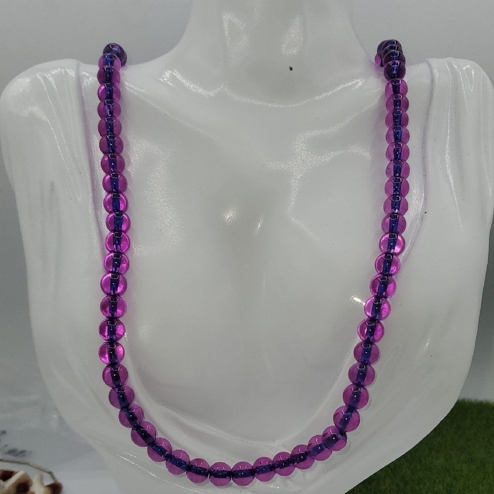 Elegant Purple Beaded Necklace‎ 30 Inch N3638